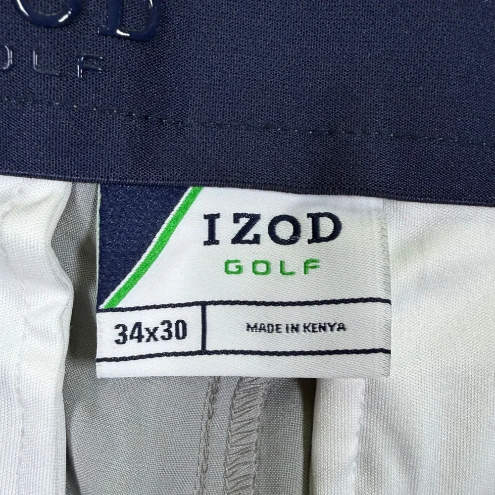 IZOD Golf Mens Grey Flat Front Performance Stretch Pants IZAGC08020 34x30